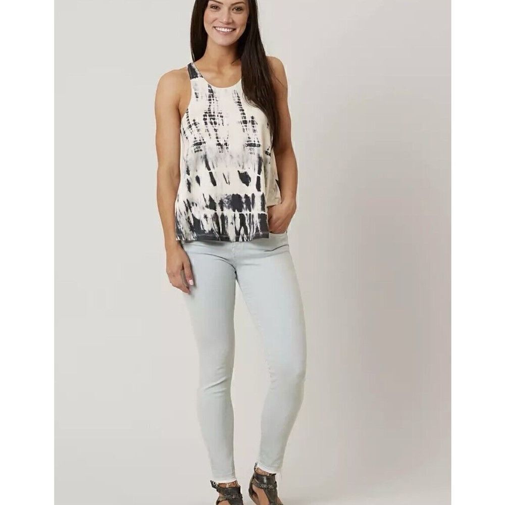 Billabong All Tied Up Tie Dye Tank Top Black And White Size S Beach Vacation EUC